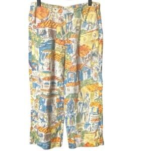 Vintage Chico's Multicolor Linen Pant art to wear size 0 small resort wear